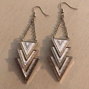 White and gold drop earrings